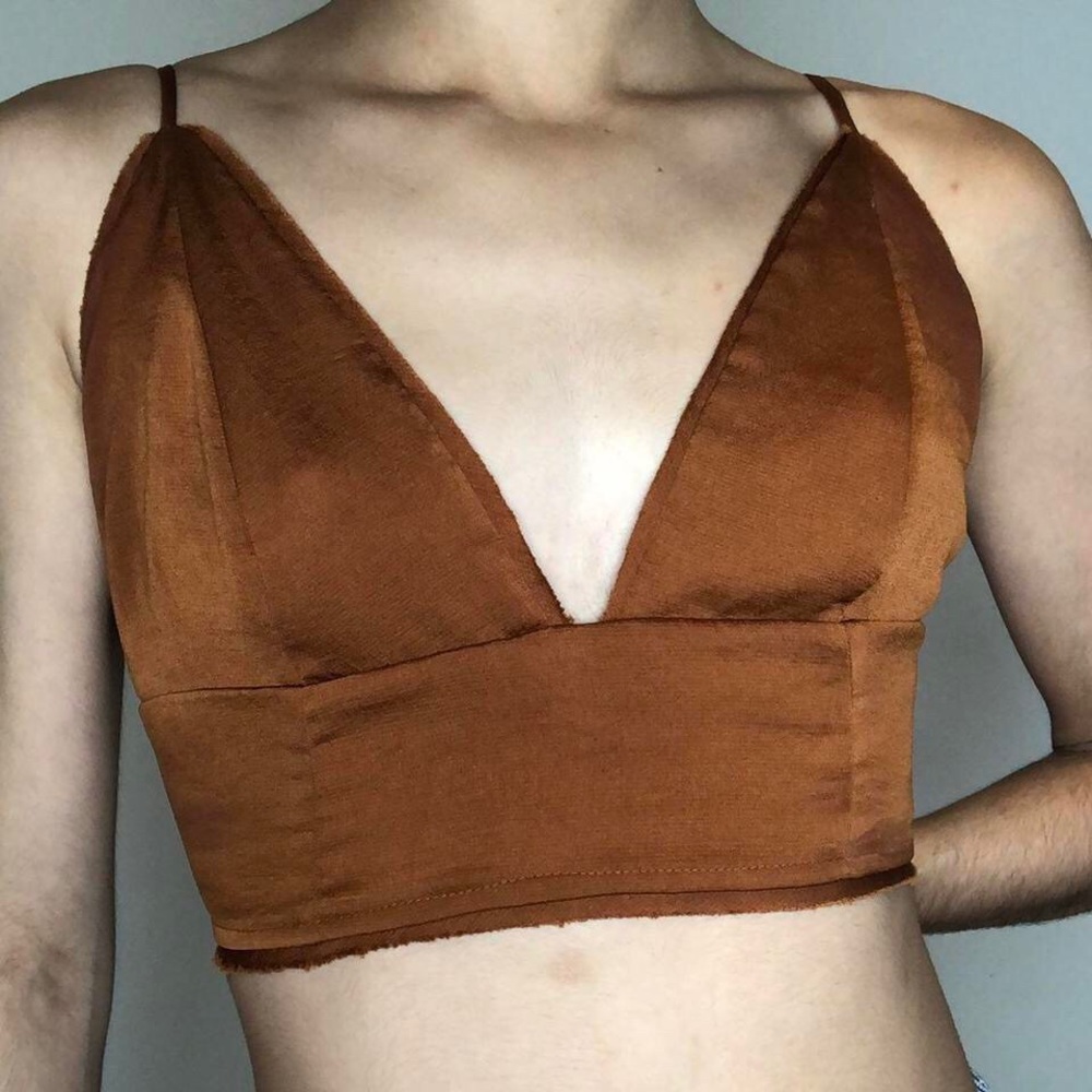 Intimately Free People Brown Plunge Neck Crop Top!